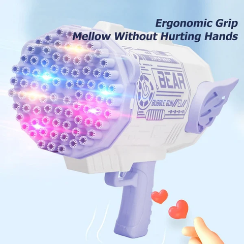 🔥Hot Sale👉 80-Hole Bubble Gun Angel Wing Style With Colorful Led Lights