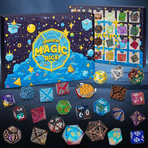 🔥LAST DAY 49% OFF - 🎄🎲2025 Christmas Dice Advent Calendar -with 24 holes Include Badge