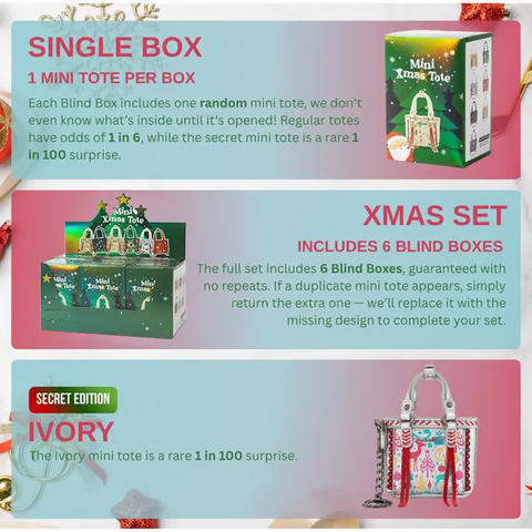 🔥LAST DAY 50% OFF🎄Mini Xmas Tote Blind Box🎁Perfect Gift for Holiday Suprises