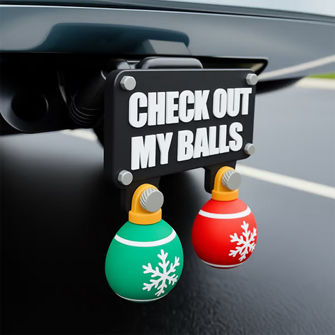 🔥Last Day 49% OFF - 🎄🚗Funny “Check Out My Balls” Christmas Hitch Cover Set